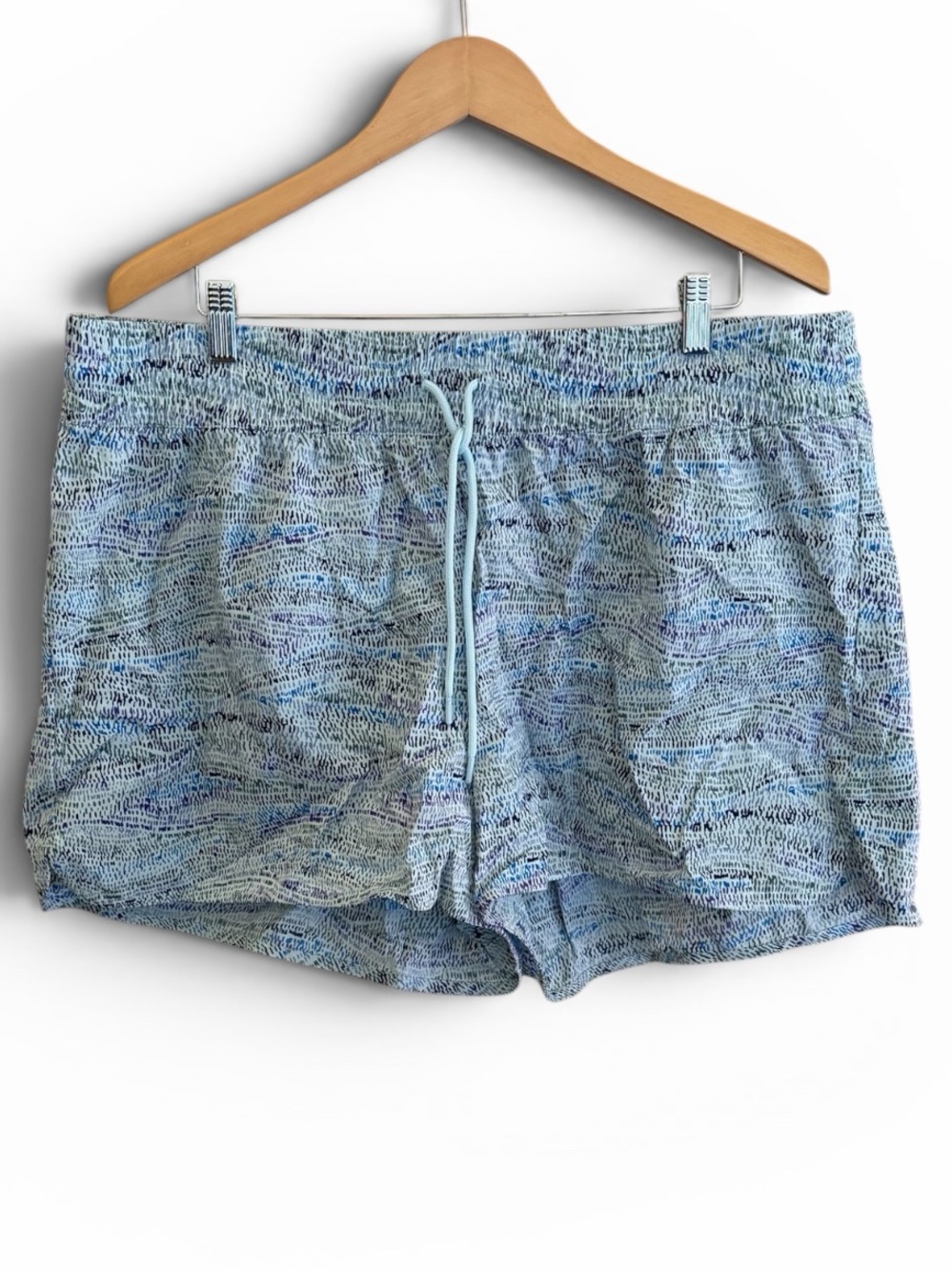 NWT Eddie Bauer SPF Nylon Shorts Light Blue Speckled Drawstring Shorts Size 2X